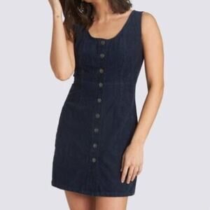 ELEMENT Skateboards Money Sleeveless Strap Blue Corduroy Dress Size S